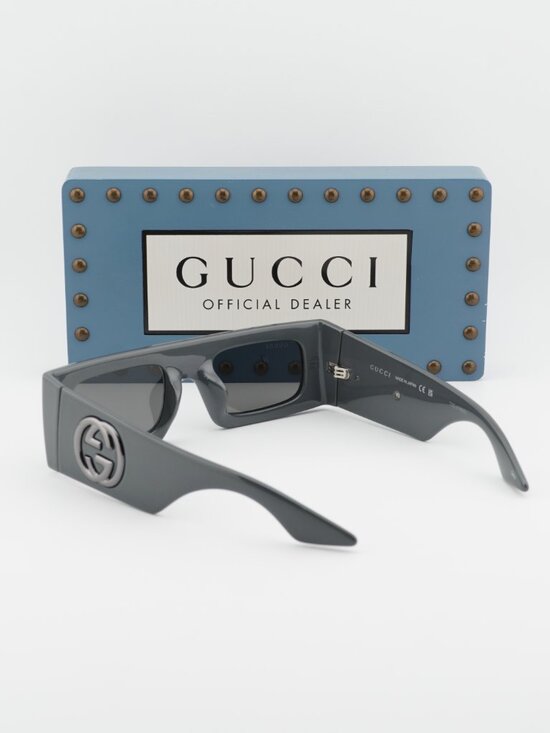 Gucci GG1646S 006 Rectangle Sunglasses - Grey/Grey with Silver Mirror main image 6